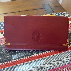 Cartier Bordeaux Leather Travel Wallet, Document Holder, Vintage
